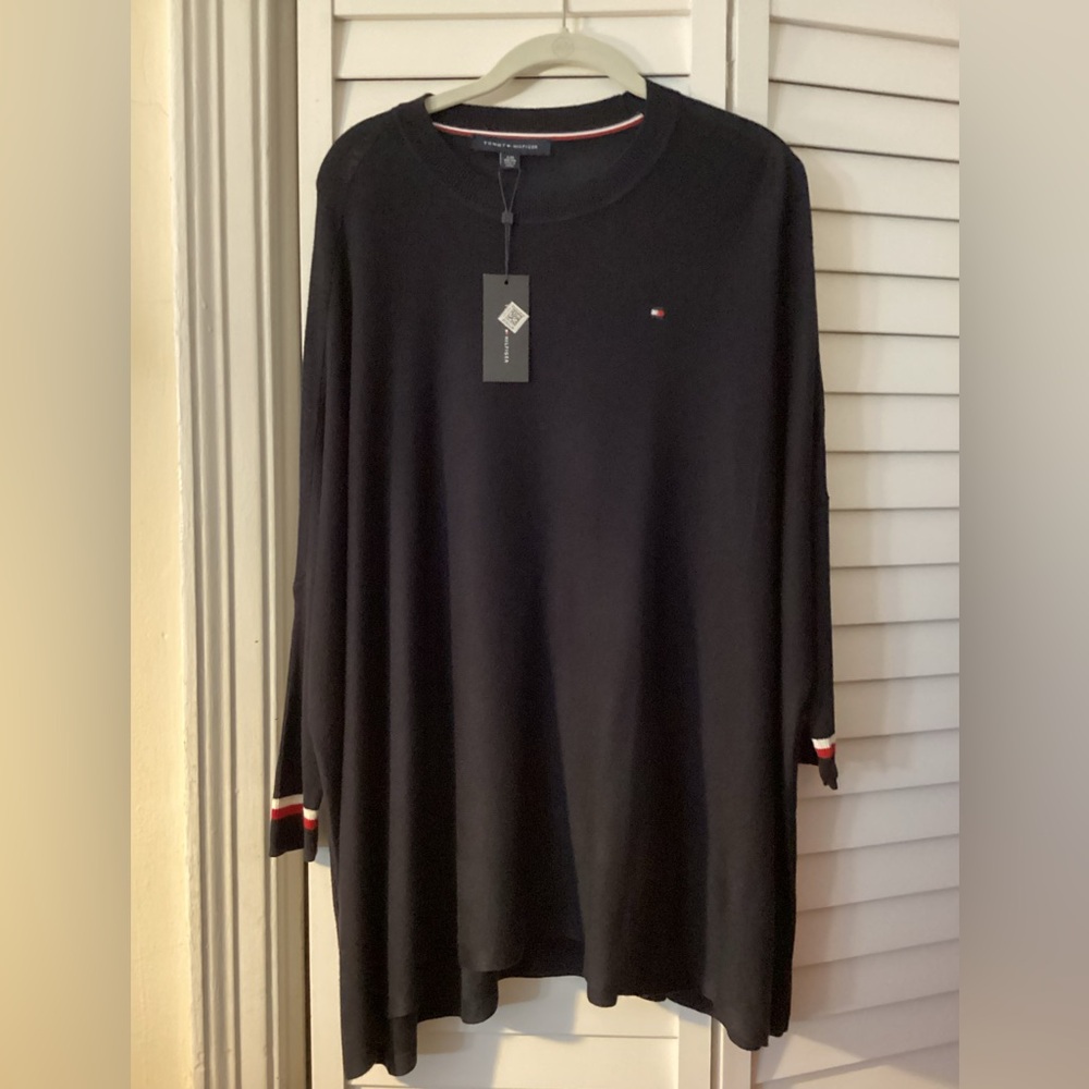 Tommy Hilfiger Women's Dark Blue Oversized Pullover Sweater Shirt Size S/M NWT
